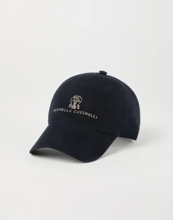 Brunello Cucinelli Baseballcap aus Veloursleder mit gesticktem Logo | Herren Hüte