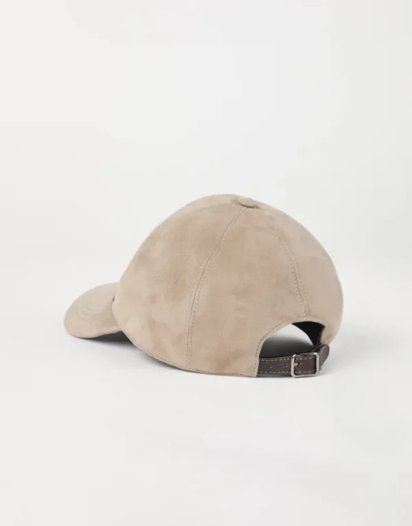 Brunello Cucinelli Baseballcap aus Veloursleder mit Shiny Trim | Damen Hüte