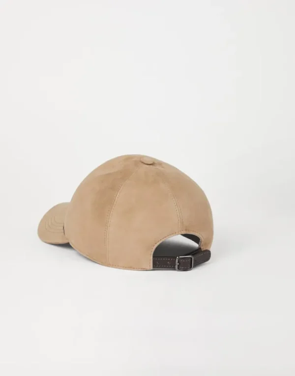 Brunello Cucinelli Baseballcap aus Veloursleder mit Shiny Trim | Damen Hüte