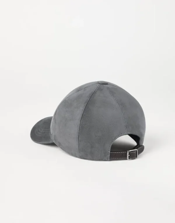 Brunello Cucinelli Baseballcap aus Veloursleder mit Shiny Trim | Damen Hüte