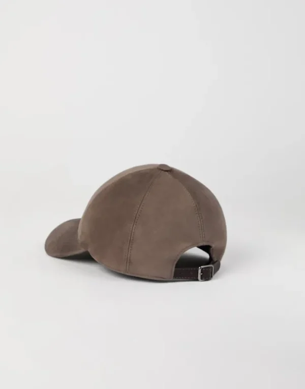 Brunello Cucinelli Baseballcap aus Veloursleder mit Shiny Trim | Damen Hüte