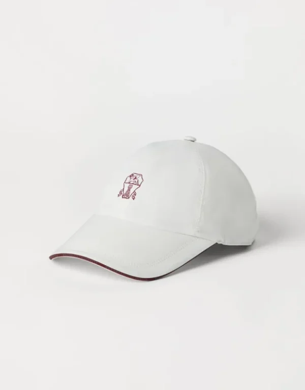 Brunello Cucinelli Baseballcap aus wasserabweisender Mikrofaser mit Kontrastdetails und gesticktem Logo | Herren Hüte