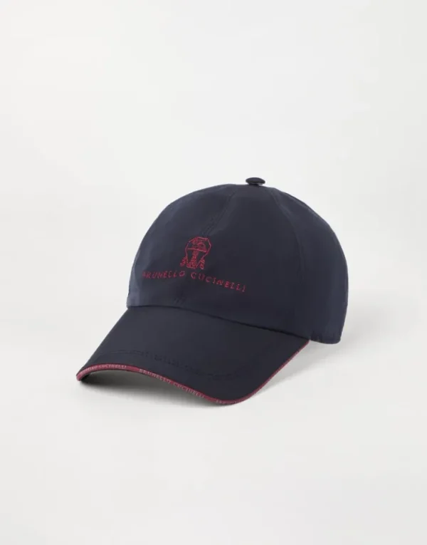 Brunello Cucinelli Baseballcap aus wasserabweisender Mikrofaser mit gesticktem Logo | Herren Hüte