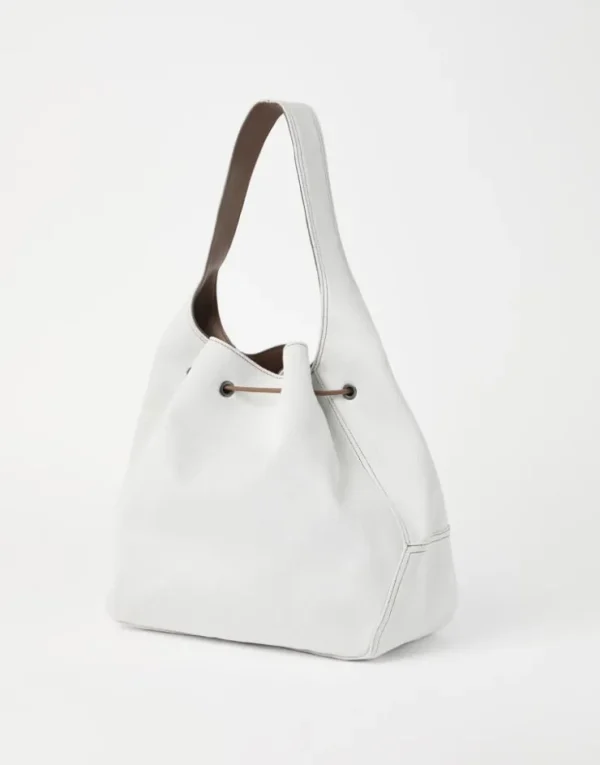 Brunello Cucinelli BC Duo Bucket-Bag aus Gabardine in Baumwolle und Leinen mit Monili | Damen Umhängetaschen & Rucksäcke