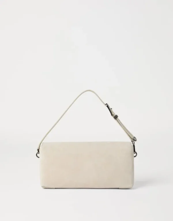 Brunello Cucinelli BC Duo Clutch aus Veloursleder mit Monili | Damen Umhängetaschen & Rucksäcke