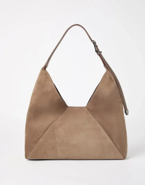 Brunello Cucinelli BC Duo Hobo-Bag aus Kalbsveloursleder | Damen Handtaschen & Shopper