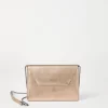 Brunello Cucinelli BC Duo Pochette aus Lamé-Kalbsleder mit Precious Chain | Damen Kleinleder