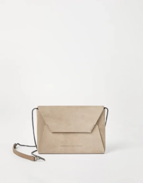 Brunello Cucinelli BC Duo-Pochette aus Veloursleder mit Precious Chain | Damen Mini-taschen & Clutches