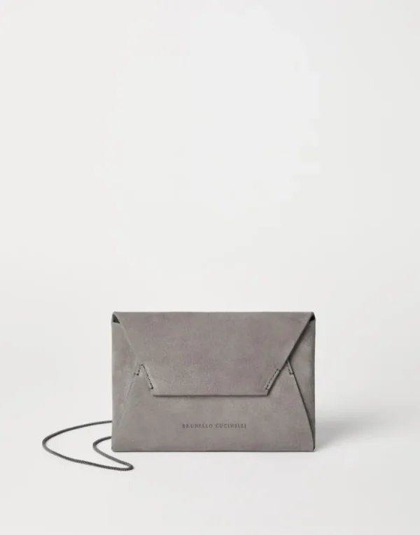 Brunello Cucinelli BC Duo-Pochette aus Veloursleder mit Precious Chain | Damen Mini-taschen & Clutches