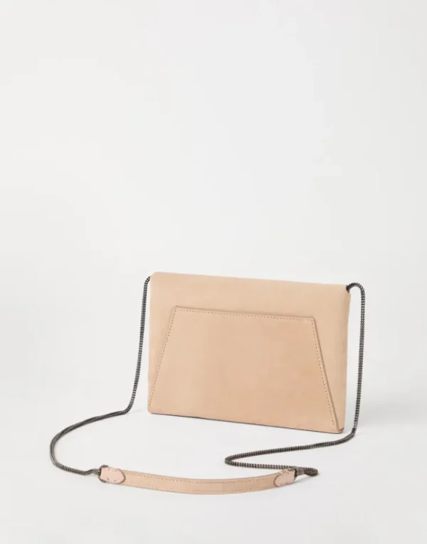 Brunello Cucinelli BC Duo-Pochette aus Veloursleder mit Precious Chain | Damen Mini-taschen & Clutches