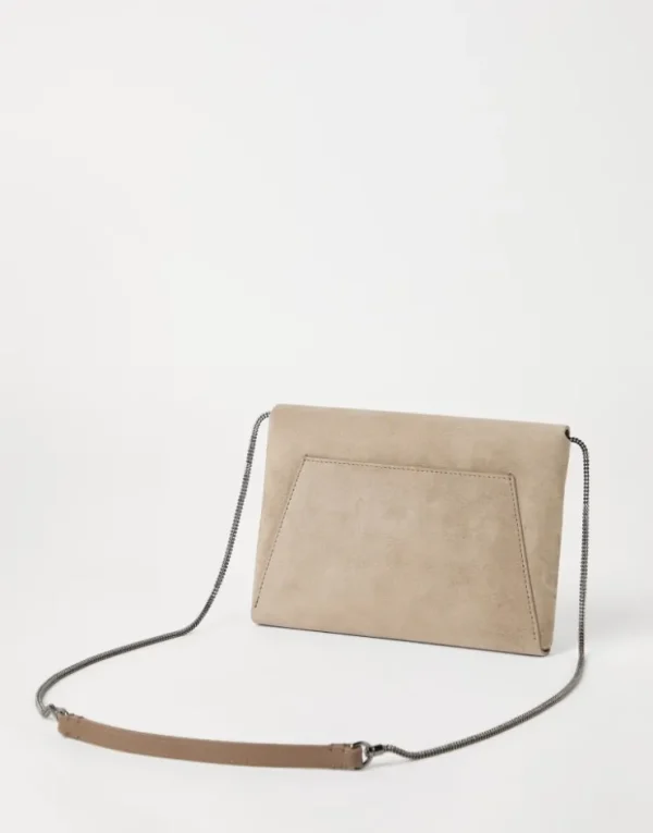 Brunello Cucinelli BC Duo-Pochette aus Veloursleder mit Precious Chain | Damen Mini-taschen & Clutches