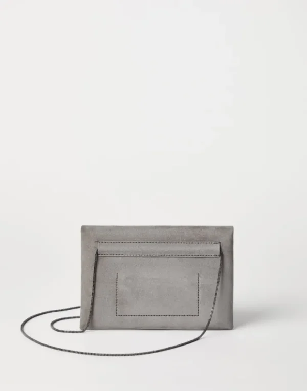 Brunello Cucinelli BC Duo-Pochette aus Veloursleder mit Precious Chain | Damen Mini-taschen & Clutches