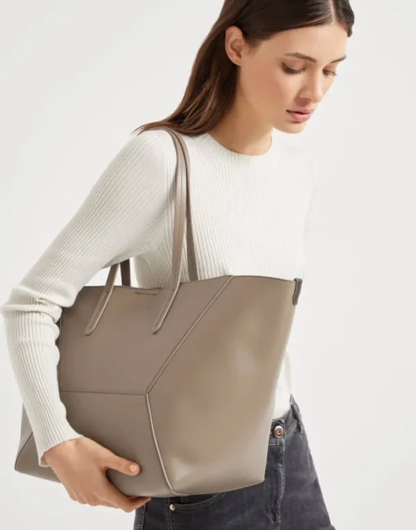 Brunello Cucinelli BC Duo-Tasche aus Kalbsleder mit Monili | Damen Handtaschen & Shopper