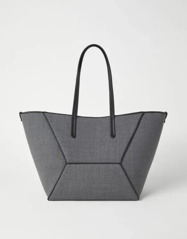 Brunello Cucinelli BC Duo-Tasche aus Schurwollcanvas mit Monili | Damen Handtaschen & Shopper