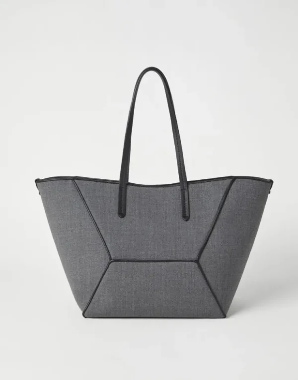 Brunello Cucinelli BC Duo-Tasche aus Schurwollcanvas mit Monili | Damen Handtaschen & Shopper