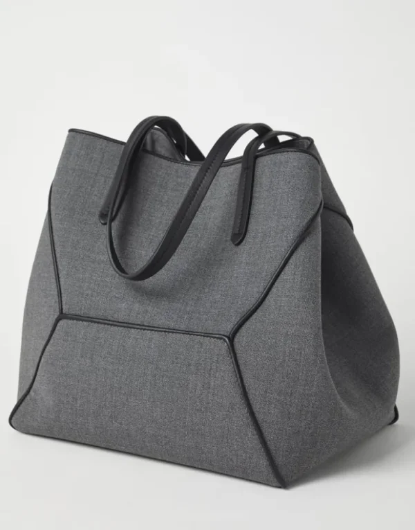 Brunello Cucinelli BC Duo-Tasche aus Schurwollcanvas mit Monili | Damen Handtaschen & Shopper