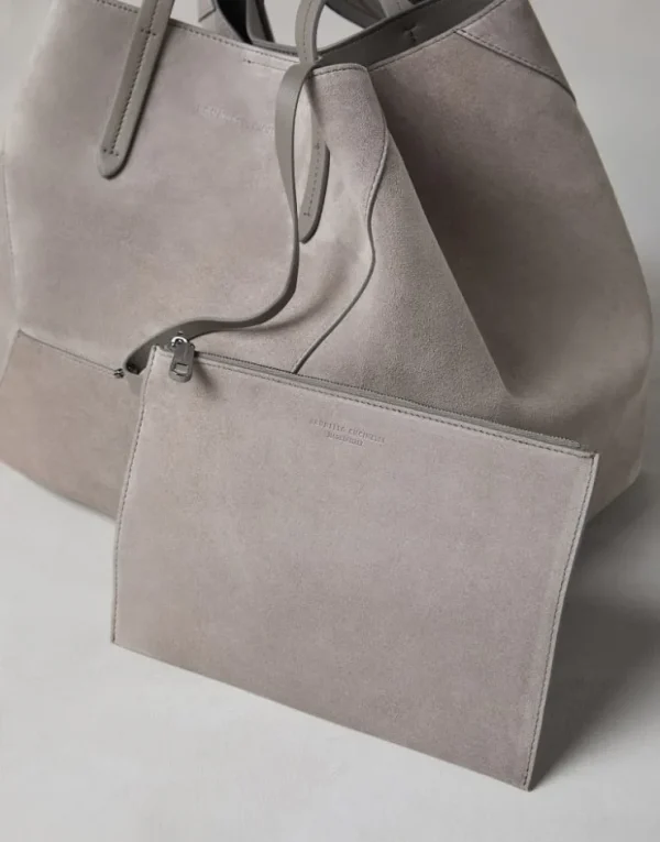 Brunello Cucinelli BC Duo-Tasche aus Veloursleder mit Monili | Damen Handtaschen & Shopper