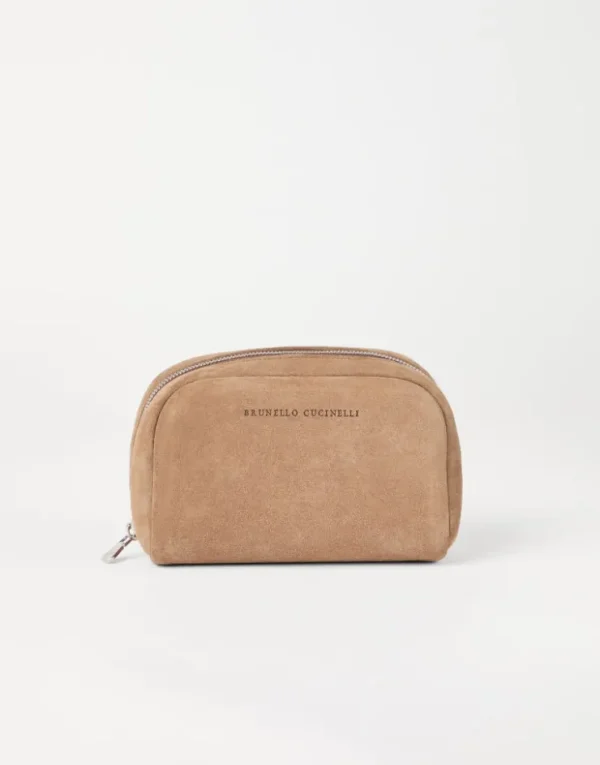 Brunello Cucinelli Beautycase aus Veloursleder | Herren Kleinleder