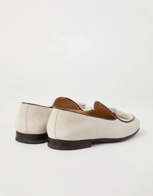 Brunello Cucinelli Belgian-Loafers aus Veloursleder mit Quasten | Herren Mokassins