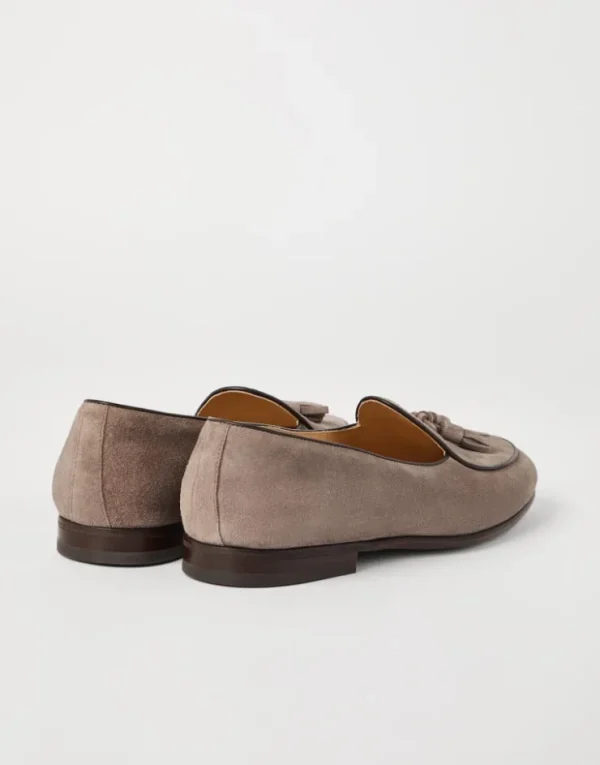 Brunello Cucinelli Belgian-Loafers aus Veloursleder mit Quasten | Herren Mokassins