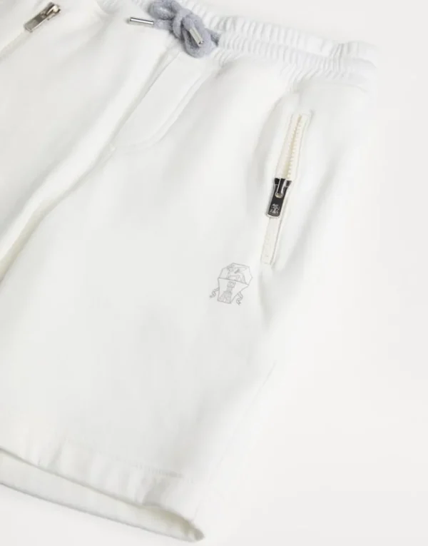 Brunello Cucinelli Bermuda aus Techno-Baumwollsweat mit Tunnelzug und Logo | Kinder Travelwear