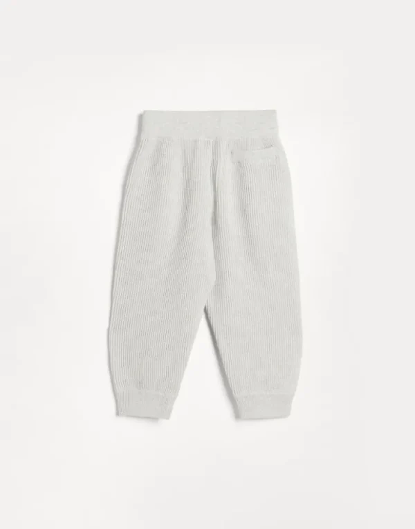 Brunello Cucinelli Bernie-Hose aus Baumwolle in Patentstrick mit Patch | Kinder Kleidung (2-6 Jahre)