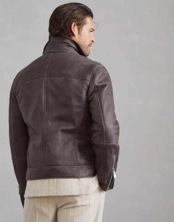 Brunello Cucinelli Bikerjacke aus Nappa-Shearling | Herren Mäntel & Jacken