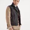 Brunello Cucinelli Bikerweste aus Velours-Shearling | Herren Mäntel & Jacken