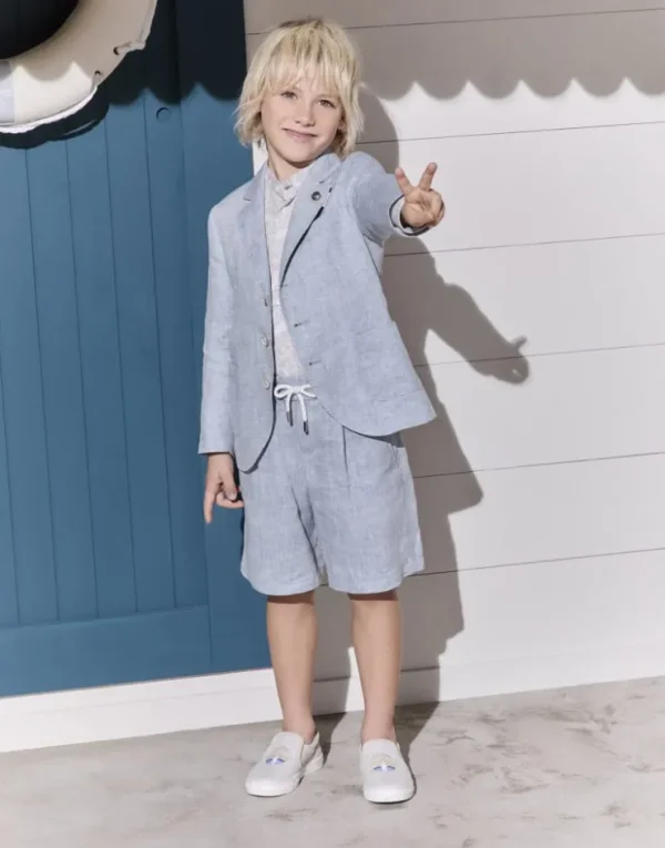 Brunello Cucinelli Blazer aus Délavé-Leinen | Kinder Anzüge & Sakkos