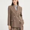 Brunello Cucinelli Blazer aus Fluid-Twill in Viskose und Leinen mit Shiny Cuffs | Damen Blazer