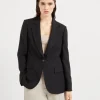 Brunello Cucinelli Blazer aus Fluid-Twill in Viskose und Leinen mit Monili | Damen Blazer