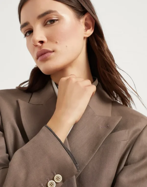 Brunello Cucinelli Blazer aus Fluid-Twill in Viskose und Leinen mit Shiny Cuffs | Damen Blazer