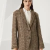 Brunello Cucinelli Blazer aus Foliage Lace-Strick in Leinen und Diamantseide | Damen Blazer