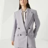 Brunello Cucinelli Blazer aus gefärbtem Gabardine in Hanf und Leinen mit Monili | Damen Blazer