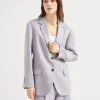 Brunello Cucinelli Blazer aus gefärbtem Gabardine in Hanf und Leinen mit Monili | Damen Blazer