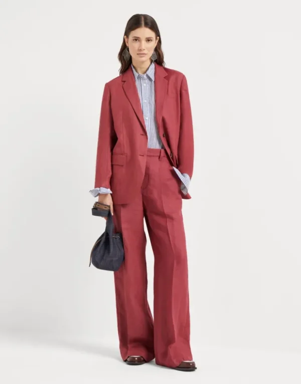 Brunello Cucinelli Blazer aus gefärbtem Gabardine in Hanf und Leinen mit Monili | Damen Blazer