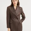 Brunello Cucinelli Blazer aus glänzendem Leinentwill mit Monili | Damen Blazer