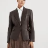 Brunello Cucinelli Blazer aus Nappaleder mit Monili | Damen Mäntel & Jacken