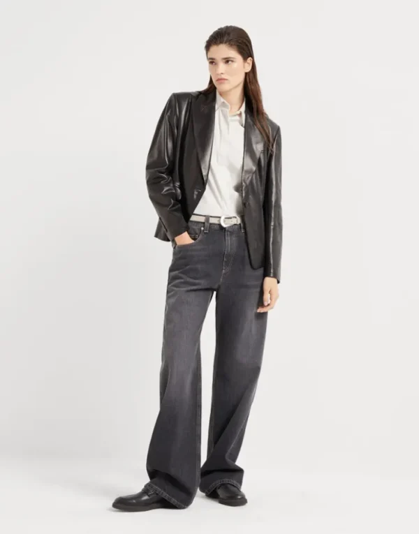 Brunello Cucinelli Blazer aus Nappaleder mit Monili | Damen Blazer