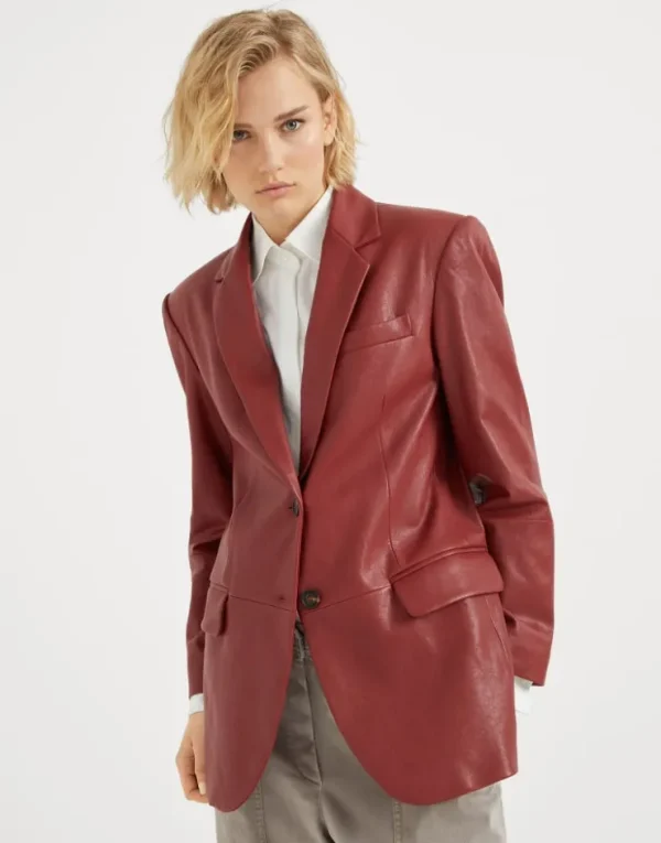 Brunello Cucinelli Blazer aus Natural-Leder mit Monili | Damen Mäntel & Jacken