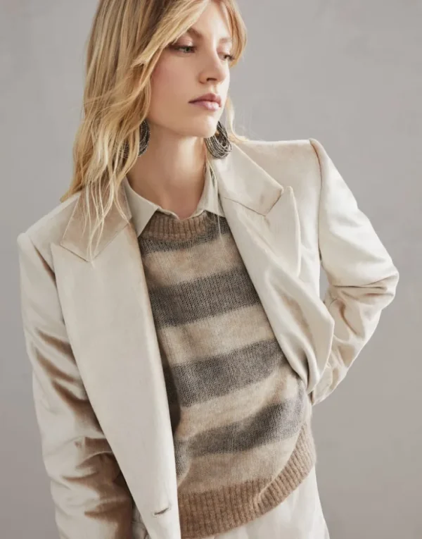 Brunello Cucinelli Blazer aus Sleek-Samt in Baumwolle und Viskose mit Monili | Damen Blazer