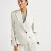 Brunello Cucinelli Blazer aus Sparkling-Leinencanvas mit Monili | Damen Blazer