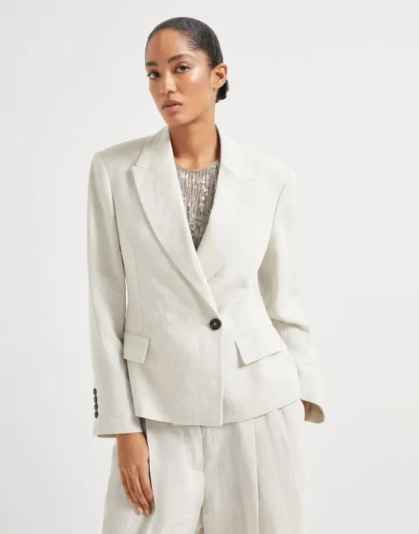 Brunello Cucinelli Blazer aus Sparkling-Leinencanvas mit Monili | Damen Blazer