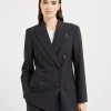 Brunello Cucinelli Blazer aus Tropical Luxury-Wolle mit Monili | Damen Blazer