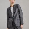 Brunello Cucinelli Blazer aus Veloursleder mit Monili | Damen Mäntel & Jacken