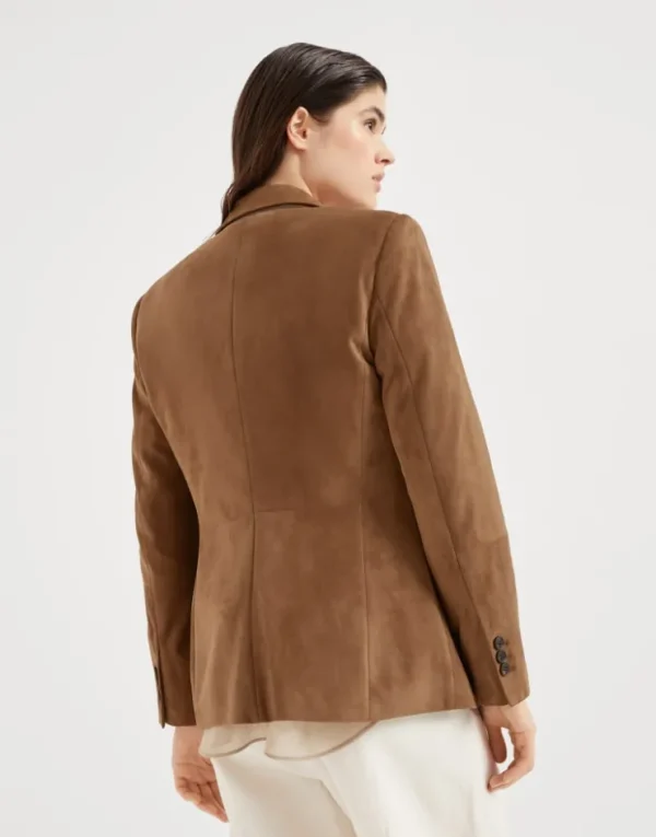 Brunello Cucinelli Blazer aus Veloursleder mit Monili | Damen Mäntel & Jacken