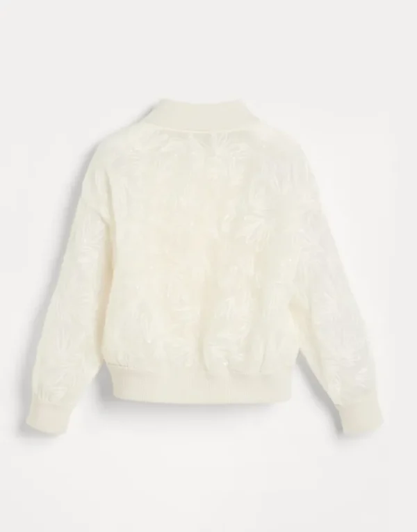 Brunello Cucinelli Blouson aus Crispy-Seide mit Dazzling Fern Embroidery | Kinder Mäntel & Jacken