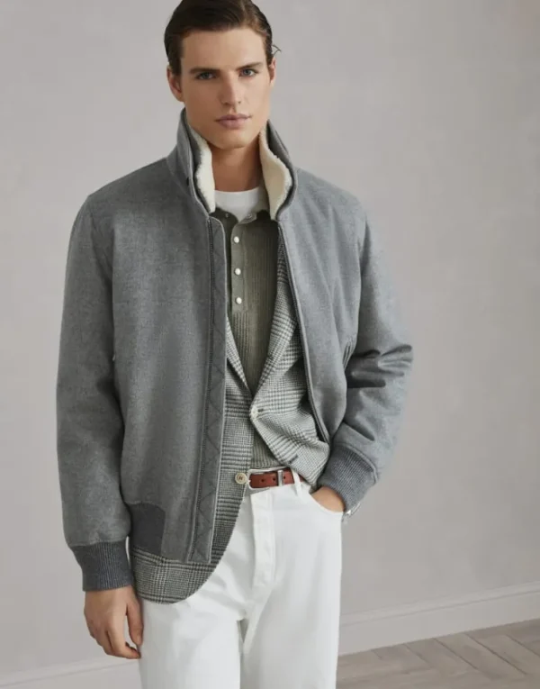 Brunello Cucinelli Blouson aus Kaschmirbiber mit Membran, mit abnehmbarem Besatz aus Shearling und Wattierung aus Thermore® | Herren Mäntel & Jacken