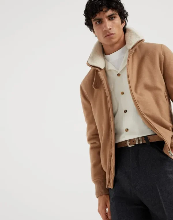 Brunello Cucinelli Blouson aus leichtem, wasserabweisendem Kaschmirtuch mit abnehmbarem Shearling-Besatz und Wattierung aus Thermore® | Herren Mäntel & Jacken