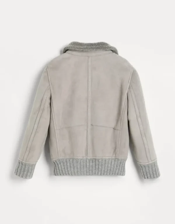 Brunello Cucinelli Blouson aus Shearling-Veloursleder | Kinder Mäntel & Jacken